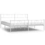 Metal bed frame with headboard and footboard white 193x203 cm by , Beds and slatted bases - Ref: Foro24-355536, Price: 129,68...