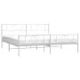 Metal bed frame with headboard and footboard white 193x203 cm by , Beds and slatted bases - Ref: Foro24-355536, Price: 129,68...