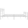 Metal bed frame with headboard and footboard white 193x203 cm by , Beds and slatted bases - Ref: Foro24-355536, Price: 129,68...