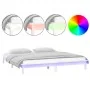 Bed frame with LED solid white wood 160x200 cm by , Beds and slatted bases - Ref: Foro24-820617, Price: 125,16 €, Discount: %