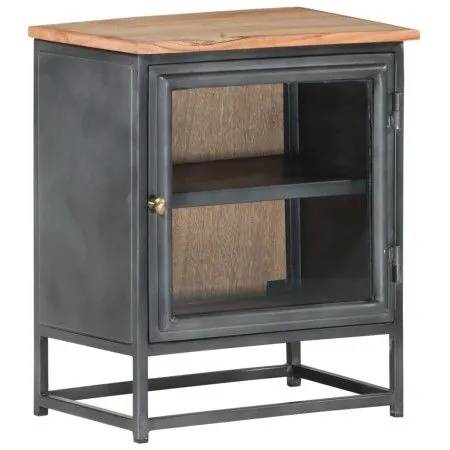 Massiver Nachttisch aus grauem Akazienholz, 40 x 30 x 50 cm von vidaXL, Nachttische - Ref: Foro24-323501, Preis: 84,64 €, Rab...