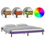 Bed frame with LED solid wood honey brown 160x200 cm by , Beds and slatted bases - Ref: Foro24-820619, Price: 118,42 €, Disco...