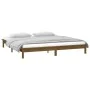 Bed frame with LED solid wood honey brown 160x200 cm by , Beds and slatted bases - Ref: Foro24-820619, Price: 118,42 €, Disco...