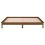 Bed frame with LED solid wood honey brown 160x200 cm by , Beds and slatted bases - Ref: Foro24-820619, Price: 118,42 €, Disco...
