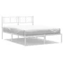 Metal bed frame with white headboard 140x190 cm by , Beds and slatted bases - Ref: Foro24-372228, Price: 91,22 €, Discount: %