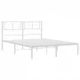 Metal bed frame with white headboard 140x190 cm by , Beds and slatted bases - Ref: Foro24-372228, Price: 91,22 €, Discount: %