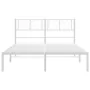 Metal bed frame with white headboard 140x190 cm by , Beds and slatted bases - Ref: Foro24-372228, Price: 91,22 €, Discount: %