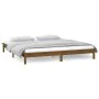 Bed frame with LED solid wood honey brown 200x200 cm by , Beds and slatted bases - Ref: Foro24-820629, Price: 120,82 €, Disco...