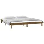 Bed frame with LED solid wood honey brown 200x200 cm by , Beds and slatted bases - Ref: Foro24-820629, Price: 120,82 €, Disco...
