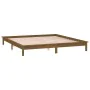 Bed frame with LED solid wood honey brown 200x200 cm by , Beds and slatted bases - Ref: Foro24-820629, Price: 120,82 €, Disco...
