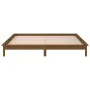 Bed frame with LED solid wood honey brown 200x200 cm by , Beds and slatted bases - Ref: Foro24-820629, Price: 120,82 €, Disco...