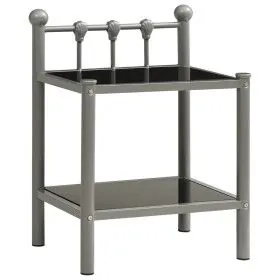 Gray and black metal and glass bedside table 45x34.5x60.5 cm by vidaXL, Nightstands - Ref: Foro24-325073, Price: 26,54 €, Dis...