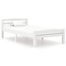 Massives Bettgestell aus weißem Kiefernholz, 100 x 200 cm von vidaXL, Betten und Lattenroste - Ref: Foro24-322069, Preis: 142...
