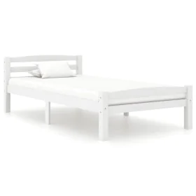 Solid pine wood bed frame, white, 100x200 cm by vidaXL, Beds and slatted bases - Ref: Foro24-322069, Price: 142,91 €, Discoun...