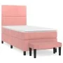Box spring bed with pink velvet mattress 90x190 cm by , Beds and slatted bases - Ref: Foro24-3137760, Price: 346,39 €, Discou...