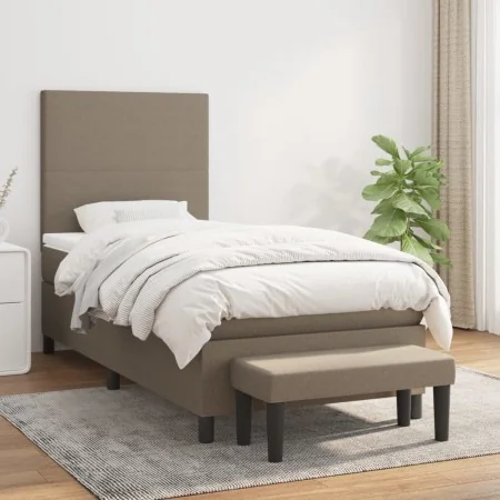 Box spring bed with taupe gray fabric mattress 80x200 cm by , Beds and slatted bases - Ref: Foro24-3136393, Price: 399,68 €, ...