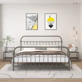 Nachttische 2 Stück Metall und Glas grau und schwarz von vidaXL, Nachttische - Ref: Foro24-325093, Preis: 43,40 €, Rabatt: %