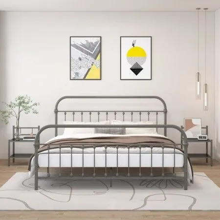 Bedside tables 2 units metal and glass gray and black by vidaXL, Nightstands - Ref: Foro24-325093, Price: 43,41 €, Discount: %
