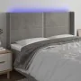 Light gray velvet headboard with LED 183x16x118/128 cm by , Headboards and footboards - Ref: Foro24-3123968, Price: 107,04 €,...