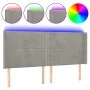 Light gray velvet headboard with LED 183x16x118/128 cm by , Headboards and footboards - Ref: Foro24-3123968, Price: 107,04 €,...
