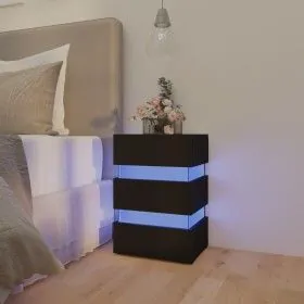 Nightstand LED light black engineered wood 45x35x67 cm by vidaXL, Nightstands - Ref: Foro24-326841, Price: 106,36 €, Discount: %