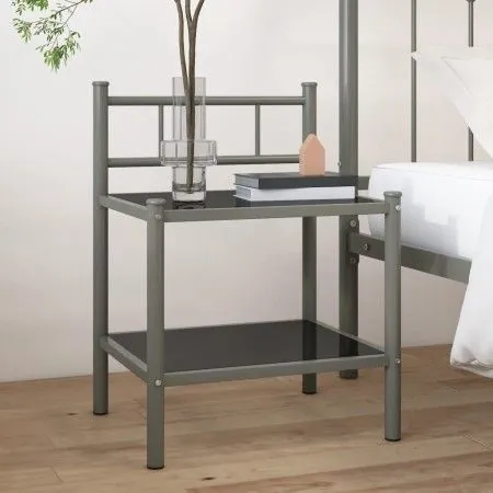 Mesita de noche metal y vidrio gris y negro 45x34,5x60,5 cm de vidaXL, Mesitas de noche - Ref: Foro24-325089, Precio: 27,79 €...