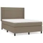 Box spring bed with taupe gray fabric mattress 140x190 cm by , Beds and slatted bases - Ref: Foro24-3131429, Price: 511,27 €,...