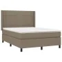 Box spring bed with taupe gray fabric mattress 140x190 cm by , Beds and slatted bases - Ref: Foro24-3131429, Price: 511,27 €,...