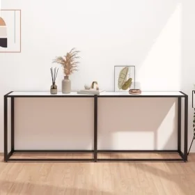 White marble tempered glass console table 200x35x75.5 cm by , Side tables - Ref: Foro24-331688, Price: 79,34 €, Discount: %