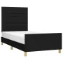 Bed frame with black fabric headboard 100x200 cm by , Beds and slatted bases - Ref: Foro24-3125116, Price: 123,15 €, Discount: %