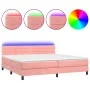 Box spring bed with mattress and LED pink velvet 200x200 cm by , Beds and slatted bases - Ref: Foro24-3134488, Price: 526,59 ...