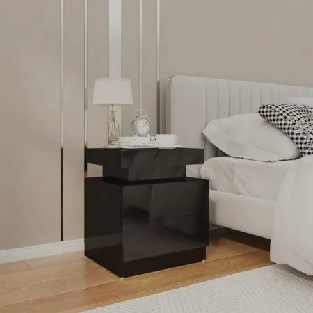 Glossy black engineered wood bedside table 45x35x52 cm by vidaXL, Nightstands - Ref: Foro24-326856, Price: 100,31 €, Discount: %