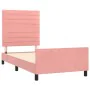 Pink velvet bed frame with headboard 90x200 cm by , Beds and slatted bases - Ref: Foro24-3125799, Price: 153,31 €, Discount: %