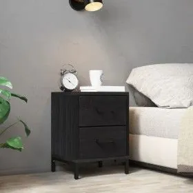 Nachttisch aus massivem schwarzem Kiefernholz, 36 x 30 x 45 cm von vidaXL, Nachttische - Ref: Foro24-349912, Preis: 87,52 €, ...