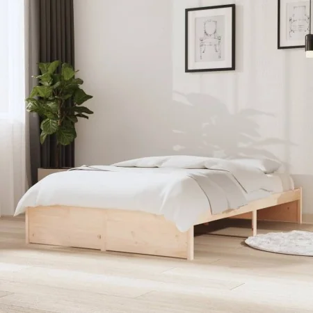 Solid wood bed frame 120x190 cm by , Beds and slatted bases - Ref: Foro24-814919, Price: 126,05 €, Discount: %