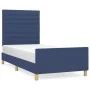 Bed frame with blue fabric headboard 100x200 cm by , Beds and slatted bases - Ref: Foro24-3125120, Price: 133,58 €, Discount: %