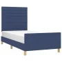 Bed frame with blue fabric headboard 100x200 cm by , Beds and slatted bases - Ref: Foro24-3125120, Price: 133,58 €, Discount: %