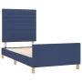 Bed frame with blue fabric headboard 100x200 cm by , Beds and slatted bases - Ref: Foro24-3125120, Price: 133,58 €, Discount: %