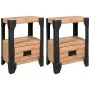 Nachttische 2 Stück aus massivem Akazienholz und Stahl 40x30x54 cm von vidaXL, Nachttische - Ref: Foro24-279100, Preis: 167,5...