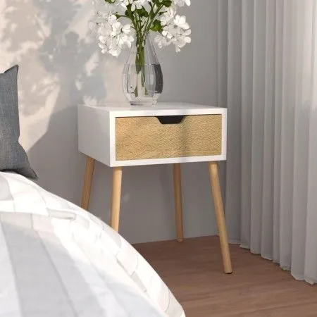 White and Sonoma engineered wood bedside table 40x40x56 cm by vidaXL, Nightstands - Ref: Foro24-326805, Price: 68,72 €, Disco...