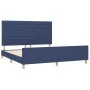 Bettgestell mit blauem Stoffkopfteil 160x200 cm von , Betten und Lattenroste - Ref: Foro24-3125152, Preis: 219,78 €, Rabatt: %