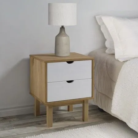 OTTA pine wood brown and white bedside table 45x39x57 cm by vidaXL, Nightstands - Ref: Foro24-348578, Price: 63,92 €, Discoun...