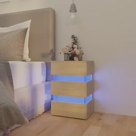 Bedside table LED light Sonoma engineered wood 45x35x67 cm by vidaXL, Nightstands - Ref: Foro24-326843, Price: 119,56 €, Disc...