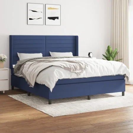 Box spring bed with blue fabric mattress 160x200 cm by , Beds and slatted bases - Ref: Foro24-3131527, Price: 545,72 €, Disco...
