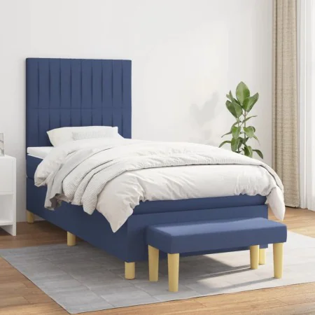 Box spring bed with blue fabric mattress 80x200 cm by , Beds and slatted bases - Ref: Foro24-3137275, Price: 350,83 €, Discou...