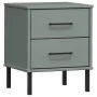 Bedside table with metal legs and solid pine wood in gray OSLO by vidaXL, Nightstands - Ref: Foro24-350974, Price: 72,67 €, D...
