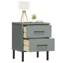 Bedside table with metal legs and solid pine wood in gray OSLO by vidaXL, Nightstands - Ref: Foro24-350974, Price: 72,67 €, D...