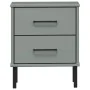 Bedside table with metal legs and solid pine wood in gray OSLO by vidaXL, Nightstands - Ref: Foro24-350974, Price: 72,67 €, D...
