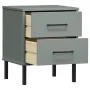 Bedside table with metal legs and solid pine wood in gray OSLO by vidaXL, Nightstands - Ref: Foro24-350974, Price: 72,67 €, D...