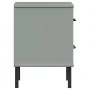 Bedside table with metal legs and solid pine wood in gray OSLO by vidaXL, Nightstands - Ref: Foro24-350974, Price: 72,67 €, D...
